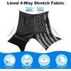 imageMens Swim Trunks with Compression Liner 9quot Stretch Board Shorts 2 in 1 Quick Dry Swimwear Bathing SuitsBlack Flagd