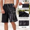 imageMens Swim Trunks with Compression Liner 9quot Stretch Board Shorts 2 in 1 Quick Dry Swimwear Bathing SuitsBlack Flagd