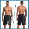 imageMens Swim Trunks with Compression Liner 9quot Stretch Board Shorts 2 in 1 Quick Dry Swimwear Bathing SuitsBlack Flagd