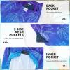 imageMens Swim Trunks with Compression Liner 9quot Stretch Board Shorts 2 in 1 Quick Dry Swimwear Bathing SuitsGradient Blue Palmc