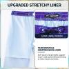 imageMens Swim Trunks with Compression Liner 9quot Stretch Board Shorts 2 in 1 Quick Dry Swimwear Bathing SuitsGradient Blue Palmc