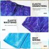 imageMens Swim Trunks with Compression Liner 9quot Stretch Board Shorts 2 in 1 Quick Dry Swimwear Bathing SuitsGradient Blue Palmc