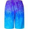imageMens Swim Trunks with Compression Liner 9quot Stretch Board Shorts 2 in 1 Quick Dry Swimwear Bathing SuitsGradient Blue Palmc