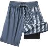 imageMens Swim Trunks with Compression Liner 9quot Stretch Board Shorts 2 in 1 Quick Dry Swimwear Bathing SuitsNavy Flagc