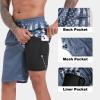 imageMens Swim Trunks with Compression Liner 9quot Stretch Board Shorts 2 in 1 Quick Dry Swimwear Bathing SuitsNavy Flagc