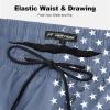 imageMens Swim Trunks with Compression Liner 9quot Stretch Board Shorts 2 in 1 Quick Dry Swimwear Bathing SuitsNavy Flagc