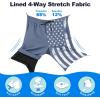 imageMens Swim Trunks with Compression Liner 9quot Stretch Board Shorts 2 in 1 Quick Dry Swimwear Bathing SuitsNavy Flagc