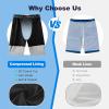 imageMens Swim Trunks with Compression Liner 9quot Stretch Board Shorts 2 in 1 Quick Dry Swimwear Bathing SuitsNeon Dinosaur
