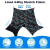 imageMens Swim Trunks with Compression Liner 9quot Stretch Board Shorts 2 in 1 Quick Dry Swimwear Bathing SuitsNeon Dinosaur