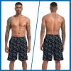 imageMens Swim Trunks with Compression Liner 9quot Stretch Board Shorts 2 in 1 Quick Dry Swimwear Bathing SuitsNeon Dinosaur