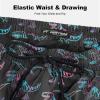 imageMens Swim Trunks with Compression Liner 9quot Stretch Board Shorts 2 in 1 Quick Dry Swimwear Bathing SuitsNeon Dinosaur