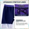 imageMens Swim Trunks with Compression Liner 9quot Stretch Board Shorts 2 in 1 Quick Dry Swimwear Bathing SuitsSunset Palm Treec