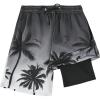 imageBoys Swim Trunks Compression Liner Swim Shorts Quick Dry Bathing Suit with Boxer Brief AntiChafe Boy SwimwearBlack Palm Tree