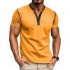 imageMens Casual Henley Shirts Classic Button Cotton Short Sleeve TShirt Summer Basic Solid Lightweight Tees TopsOrange