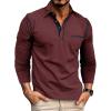 imageMens Casual Polo Shirts Classic Long Sleeve Basic Button TShirt Lightweight Cotton Golf Tops with PocketWinered