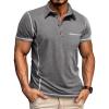 imageMens Casual Polo Shirts Classic Short Sleeve Basic Button TShirt Lightweight Cotton Golf Tops with PocketDarkgrey