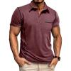 imageMens Casual Polo Shirts Classic Short Sleeve Basic Button TShirt Lightweight Cotton Golf Tops with PocketWinered