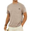 imageMens Crew Neck T Shirts Short Sleeve Casual Classic Tee Shirt Summer Solid Basic Cotton Tops with PocketLightkhaki