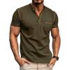imageMens Fashion Henley Shirt Classic ShortLong Sleeve Lightweight Button Cotton TShirt Casual TopDark Green
