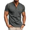 imageMens Fashion Henley Shirt Classic ShortLong Sleeve Lightweight Button Cotton TShirt Casual TopDark Grey