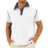 imageMens Fashion Polo Shirts Classic Short Sleeve Lightweight Button Cotton TShirt Casual Golf Tee Tops with PocketWhite316
