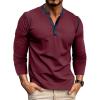 imageMens Henley Long Sleeve Shirts Casual Button TShirt Classic Basic Lightweight Pullover Cotton Tees Fashion TopsWinered