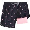 imageMens Swim Trunks with Compression Liner 5quot Stretch Board Shorts Quick Dry Zipper Pockets 2 in 1 Mens Bathing SuitsPink Shark