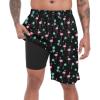 imageMens Swim Trunks with Compression Liner 9quot Board Shorts 2 in 1 Quick Dry Beach Swimwear Bathing Suits for MenFlamingo Tree