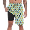 imageMens Swim Trunks with Compression Liner 9quot Board Shorts 2 in 1 Quick Dry Beach Swimwear Bathing Suits for MenPirate Duckc