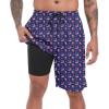 imageMens Swim Trunks with Compression Liner 9quot Stretch Board Shorts 2 in 1 Quick Dry Swimwear Bathing SuitsUsa Flagc