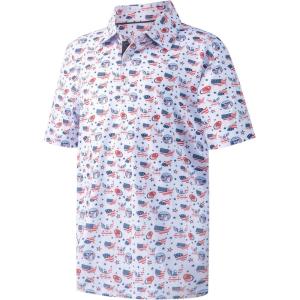 imageBoys Polo Shirt Short Sleeve Performance Dry Fit Stretch Funny Print Active Casual Collared Golf Shirts for BoyGolf Usa Flag