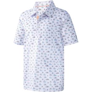 imageBoys Polo Shirt Short Sleeve Performance Dry Fit Stretch Funny Print Active Casual Collared Golf Shirts for BoyOrange Golf