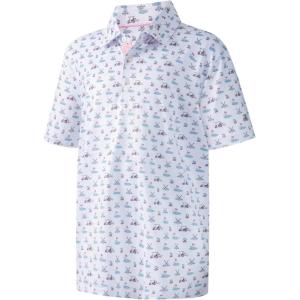 imageBoys Polo Shirt Short Sleeve Performance Dry Fit Stretch Funny Print Active Casual Collared Golf Shirts for BoyPink Golf