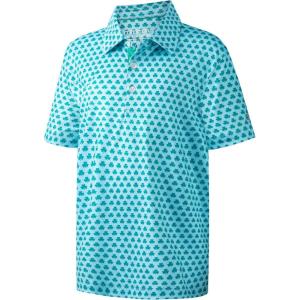 imageBoys Polo Shirt Short Sleeve Performance Dry Fit Stretch Funny Print Active Casual Collared Golf Shirts for BoyThree Leaf Clover