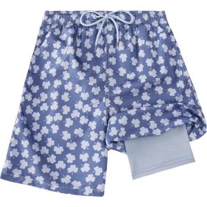 imageBoys Swim Trunks Compression Liner Swim Shorts Quick Dry Bathing Suit with Boxer Brief AntiChafe Boy SwimwearFour Leaves Clover