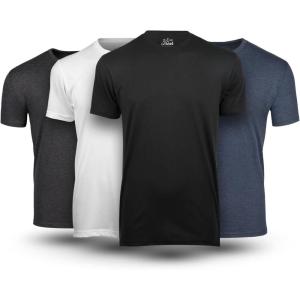 imageFresh Clean Threads Crew Neck TShirt  Pre Shrunk Soft Fitted Premium Tee  Mens T Cotton PolyBlack  White  Charcoal Grey  Navy 4 Pack