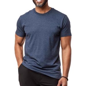 imageFresh Clean Threads Crew Neck TShirt  Pre Shrunk Soft Fitted Premium Tee  Mens T Cotton PolyNavy 1 Pack