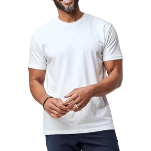 imageFresh Clean Threads Crew Neck TShirt  Pre Shrunk Soft Fitted Premium Tee  Mens T Cotton PolyWhite 1 Pack