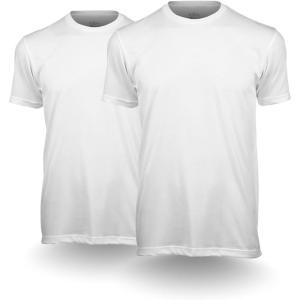 imageFresh Clean Threads Crew Neck TShirt  Pre Shrunk Soft Fitted Premium Tee  Mens T Cotton PolyWhite 2 Pack