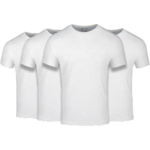 imageFresh Clean Threads Crew Neck TShirt  Pre Shrunk Soft Fitted Premium Tee  Mens T Cotton PolyWhite 4 Pack
