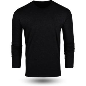 imageFresh Clean Threads Mens Long Sleeve TShirt  Pre Shrunk Soft Fitted Premium Classic Tee  Mens T Shirts Cotton PolyBlack Pack of 1