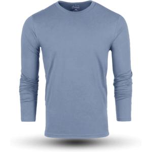 imageFresh Clean Threads Mens Long Sleeve TShirt  Pre Shrunk Soft Fitted Premium Classic Tee  Mens T Shirts Cotton PolyWedgewood 1 Pack