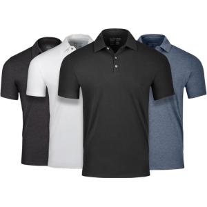 imageFresh Clean Threads Mens Polo Shirts  Pre Shrunk Soft Fitted Premium Classic Shirt  Mens Polos Cotton Poly TShirt BlendBlack  White  Charcoal Grey  Navy 4 Pack