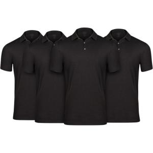 imageFresh Clean Threads Mens Polo Shirts  Pre Shrunk Soft Fitted Premium Classic Shirt  Mens Polos Cotton Poly TShirt BlendBlack 4 Pack