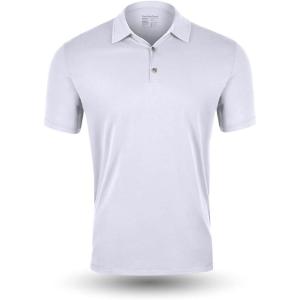 imageFresh Clean Threads Mens Polo Shirts  Pre Shrunk Soft Fitted Premium Classic Shirt  Mens Polos Cotton Poly TShirt BlendWhite 1 Pack