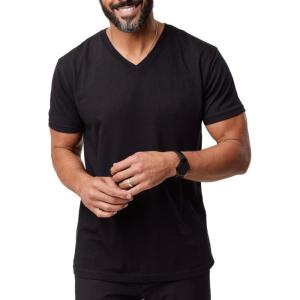 imageFresh Clean Threads V Neck T Shirts for Men  Pre Shrunk Soft Fitted Premium Classic Tee  Mens TShirt Cotton Poly BlendBlack 1 Pack