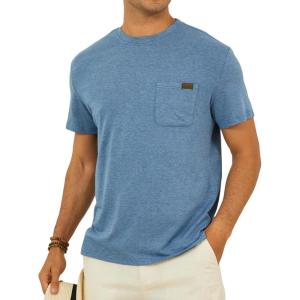 imageMens Crew Neck T Shirts Short Sleeve Casual Classic Tee Shirt Summer Solid Basic Cotton Tops with PocketLightblue