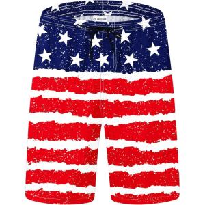 imageMens Swim Trunks Quick Dry Board Shorts with Mesh Lining Breathable Fit Hawaii Beach Shorts Swimwear Bathing SuitsAmerican Flag3