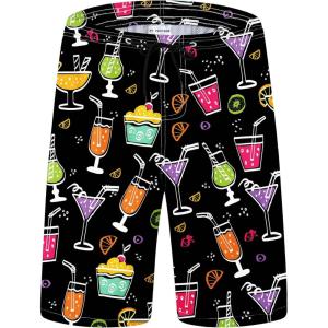 imageMens Swim Trunks Quick Dry Board Shorts with Mesh Lining Breathable Fit Hawaii Beach Shorts Swimwear Bathing SuitsBlack Skull Juice