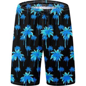 imageMens Swim Trunks Quick Dry Board Shorts with Mesh Lining Breathable Fit Hawaii Beach Shorts Swimwear Bathing SuitsBlue Coconut Tree